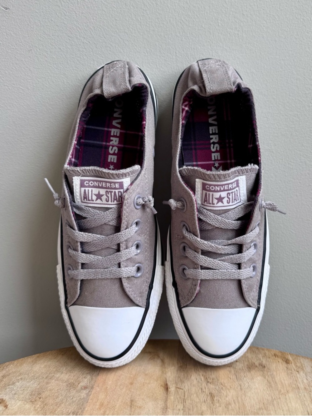 Converse Low Top Sneakers in Taupe with White Soles - Picture 2 of 11